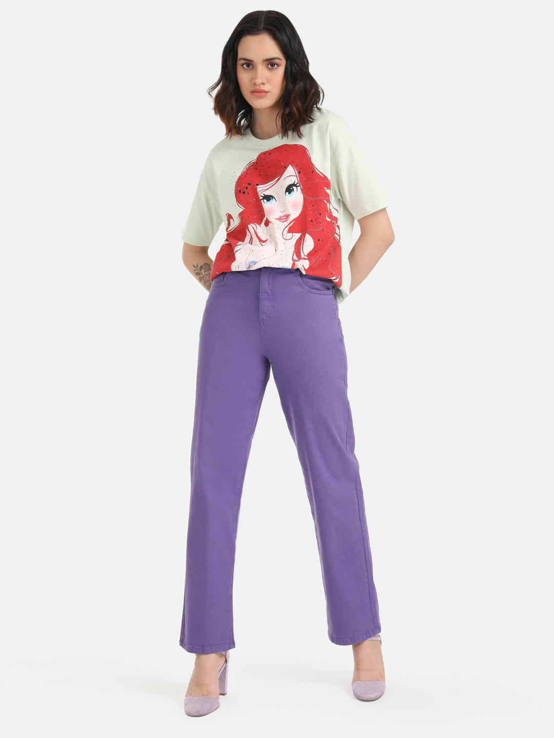 The Little Mermaid  Disney Printed Long T-Shirt With Sequin Work