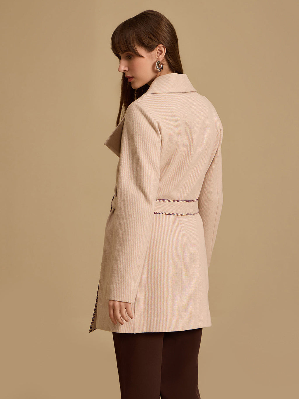 Twill Felt Overocat With Belt