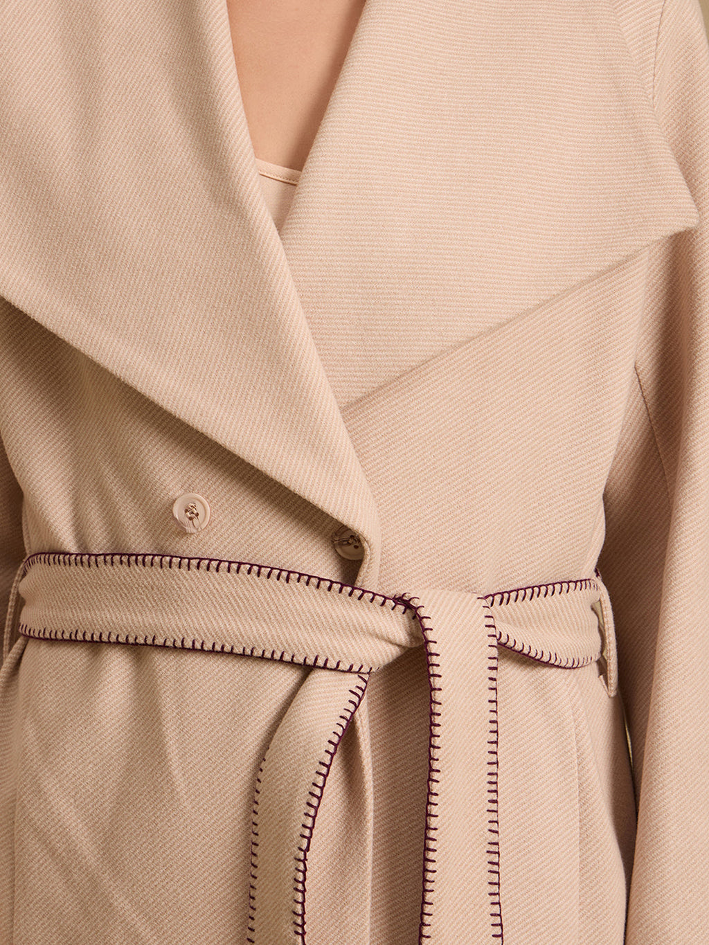 Twill Felt Overocat With Belt