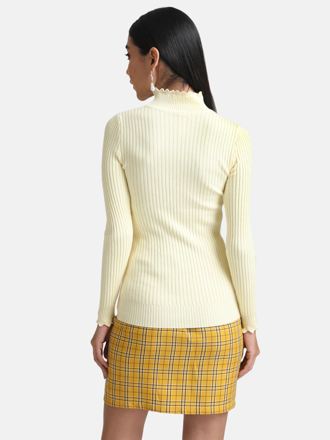Textured Pullover With Scalloped Edges