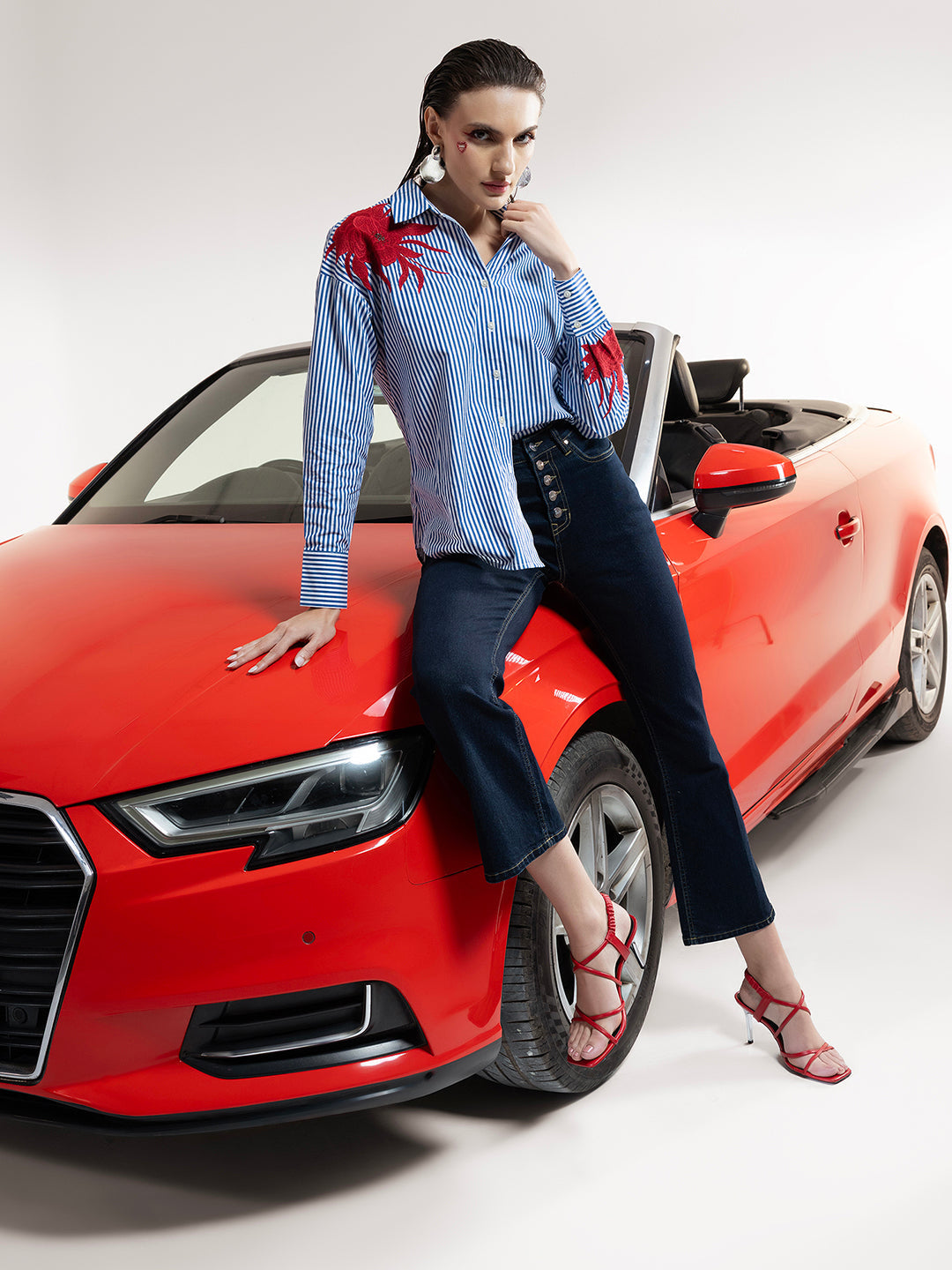 Fit And Flare Jeans With Button Fly