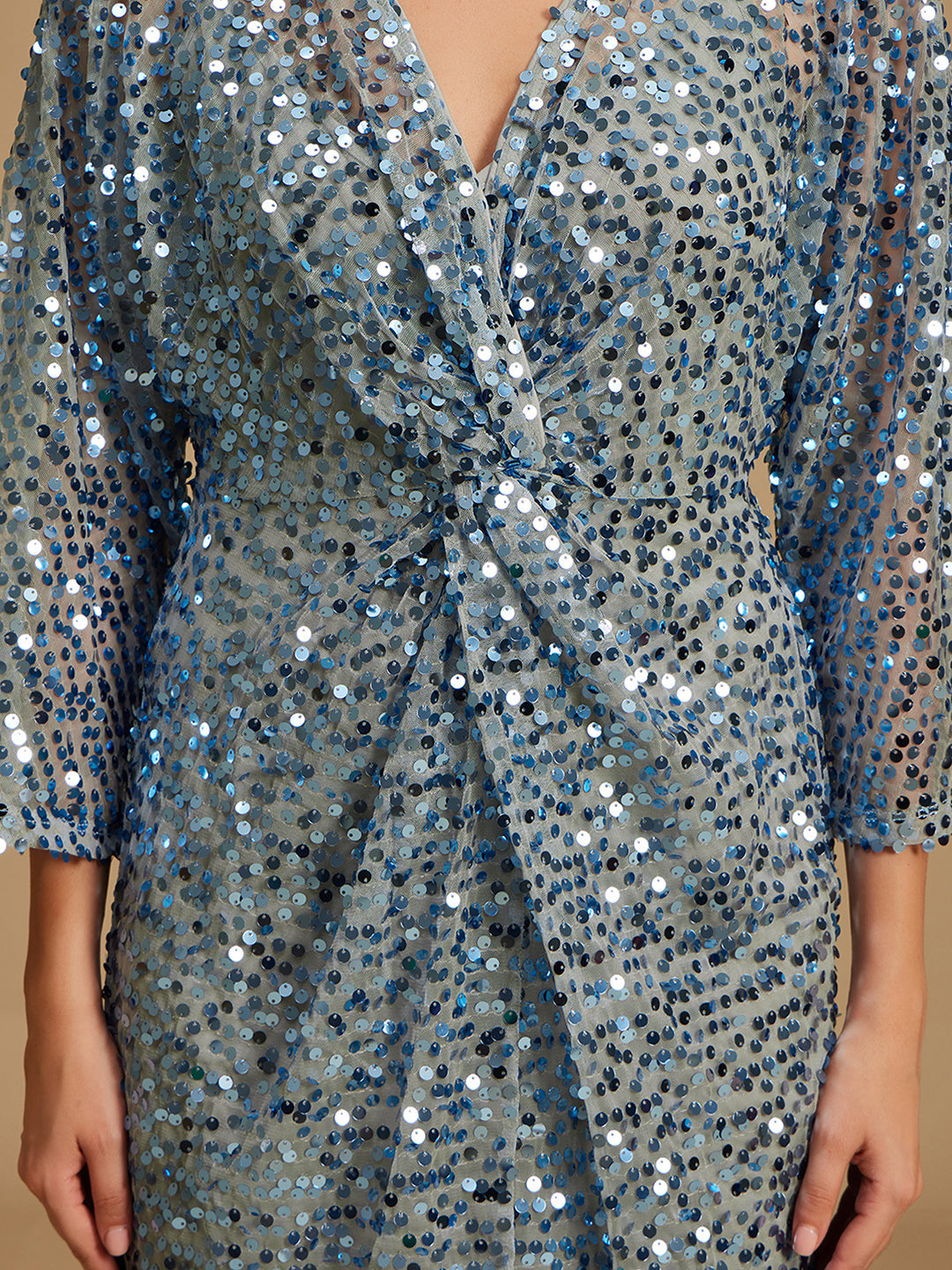 Front Knotted Sequined Dress