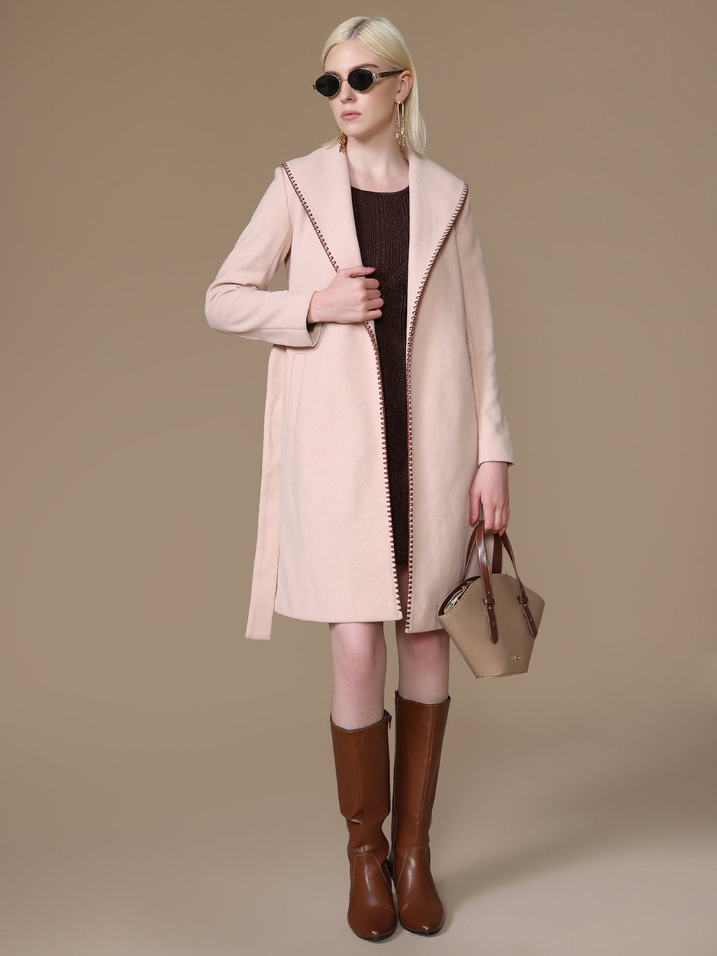 Blush Overcoat With Belt