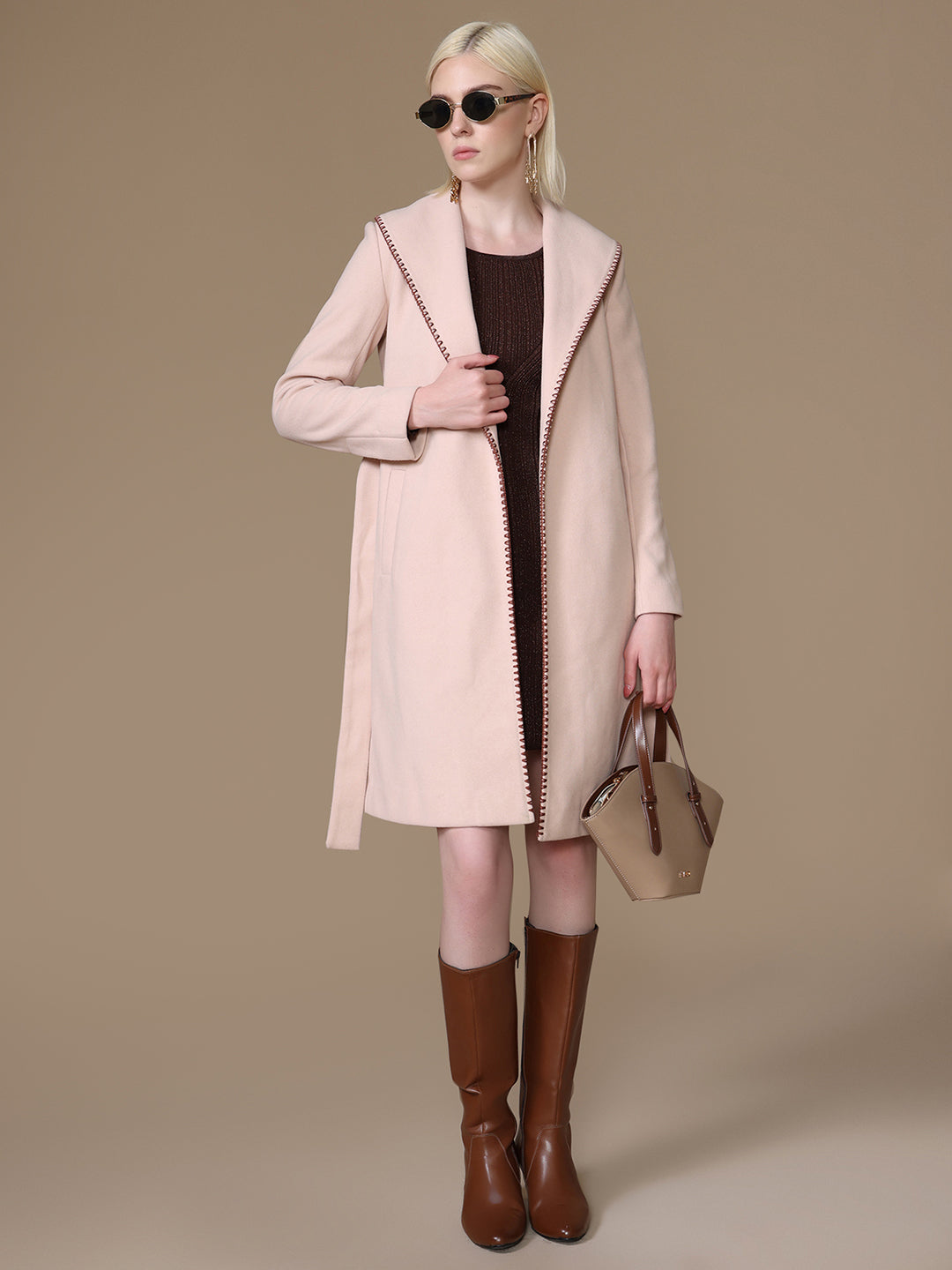 Blush Overcoat With Belt
