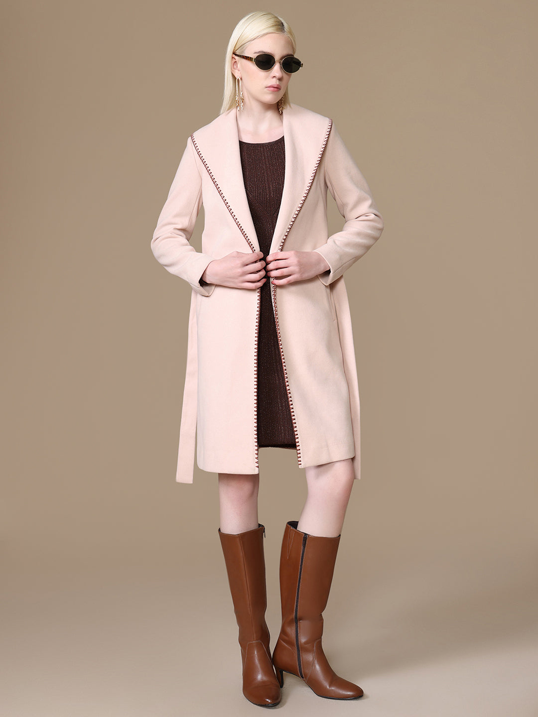 Blush Overcoat With Belt