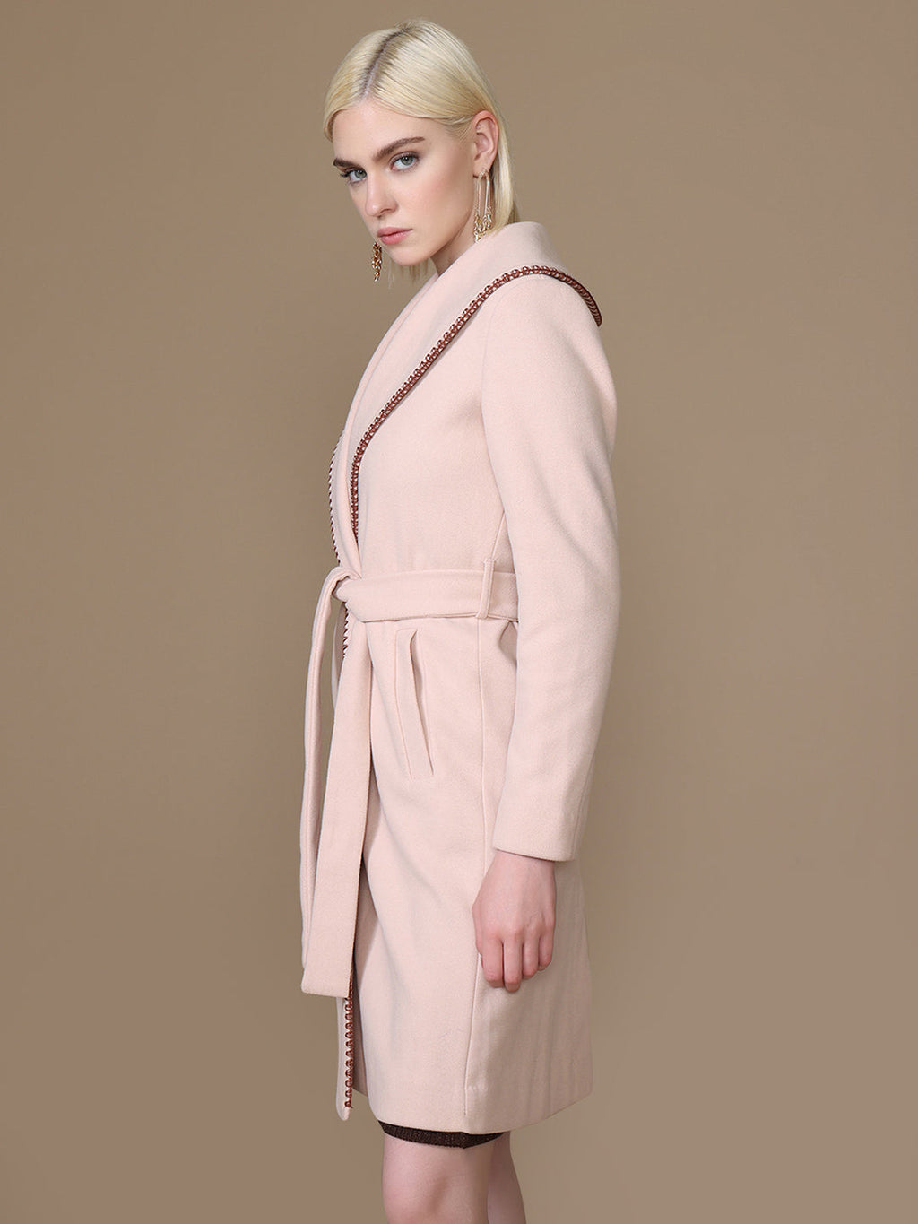 Blush Overcoat With Belt